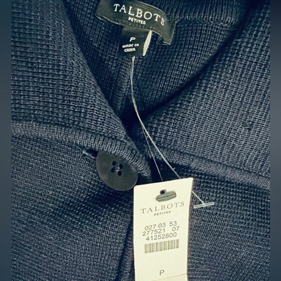 Talbots Women's Navy Blue Knit Stretch
Collar Cardigan Size P NWT - Picture 8 of 11